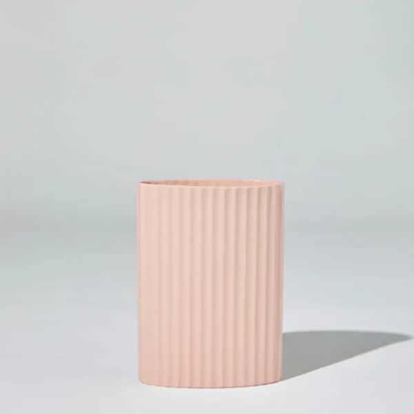 Marmoset Found Ceramics | Decorating | Ripple Oval Vase Icy Pink (M)